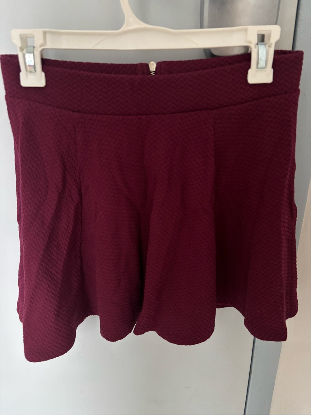 H&M Burgundy Textured Skater Skirt